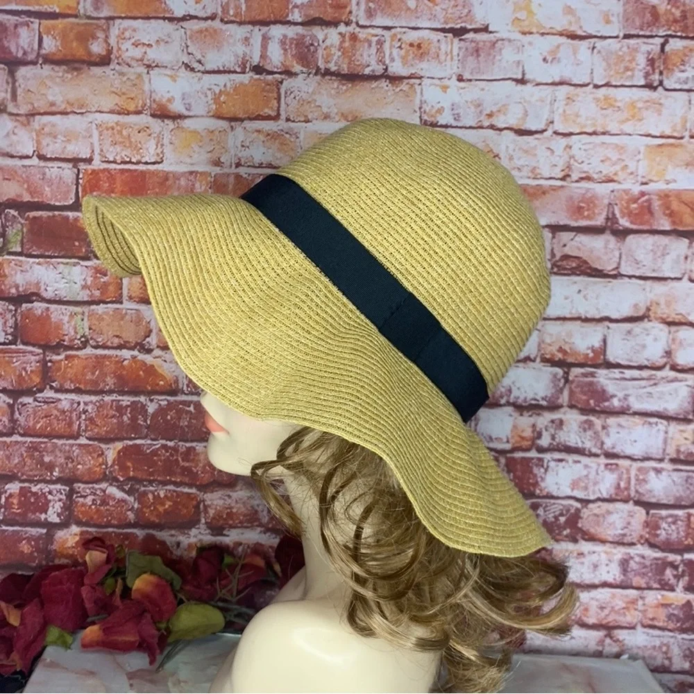 Zara Tan Floppy Woven Paper Polyester Beach Hat